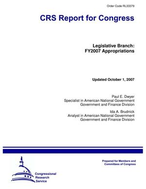 Legislative Branch: FY2007 Appropriations