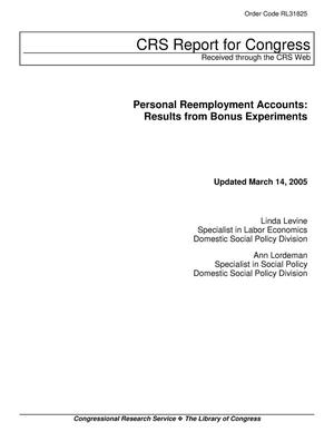 Personal Reemployment Accounts: Results from Bonus Experiments