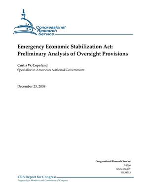 Emergency Economic Stabilization Act: Preliminary Analysis of Oversight Provisions