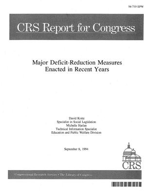 Major Deficit-Reduction Measures Enacted in Recent Years