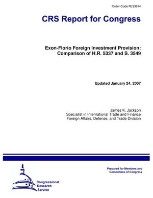 Exon-Florio Foreign Investment Provision: Comparison of H.R. 5337 and S. 3549