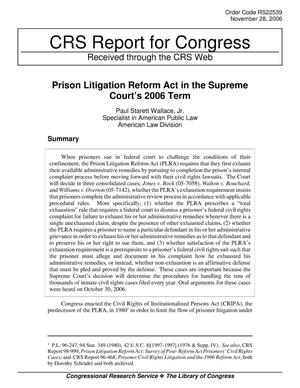 Prison Litigation Reform Act in the Supreme Court’s 2006 Term