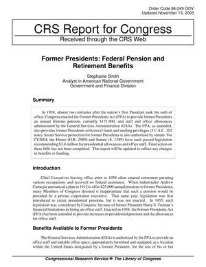 Former Presidents: Federal Pension and Retirement Benefits