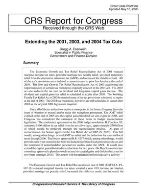 Extending the 2001, 2003, and 2004 Tax Cuts