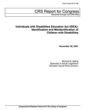 Primary view of object titled 'Individuals with Disabilities Education Act (IDEA): Identification and Misidentification of Children with Disabilities'.