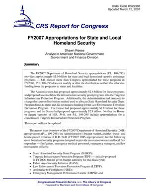 FY2007 Appropriations for State and Local Homeland Security