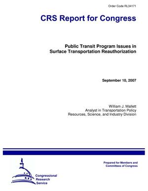 Public Transit Program Issues in Surface Transportation Reauthorization