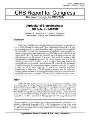Agricultural Biotechnology: The U.S.-EU Dispute