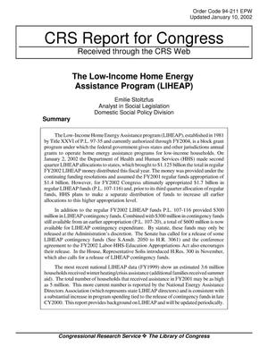 The Low-Income Home Energy Assistance Program (LIHEAP)