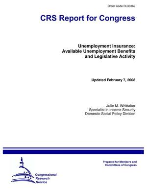 Unemployment Insurance: Available Unemployment Benefits and Legislative Activity