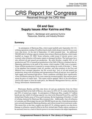 Oil and Gas: Supply Issues After Katrina and Rita