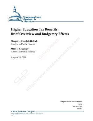 Higher Education Tax Benefits: Brief Overview and Budgetary Effects