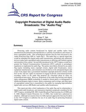 Copyright Protection of Digital Audio Radio Broadcasts: The “Audio Flag”