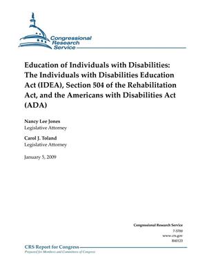 Education of Individuals with Disabilities: The Individuals with Disabilities Education Act (IDEA), Section 504 of the Rehabilitation Act, and the Americans with Disabilities Act (ADA)