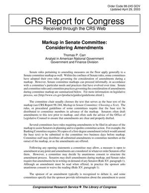Markup in Senate Committee: Considering Amendments