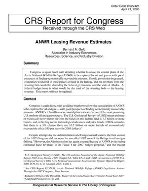 ANWR Leasing Revenue Estimates