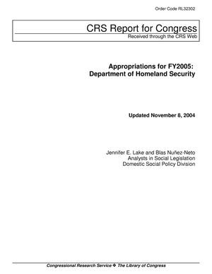 Appropriations for FY2005: Department of Homeland Security