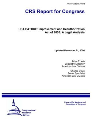 USA PATRIOT Improvement and Reauthorization Act of 2005: A Legal Analysis
