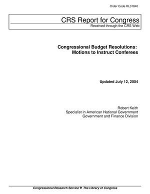Congressional Budget Resolutions: Motions to Instruct Conferees