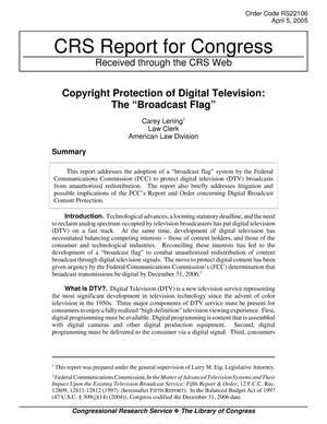 Copyright Protection of Digital Television: The “Broadcast Flag”