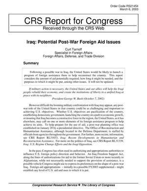 Iraq: Potential Post-War Foreign Aid Issues