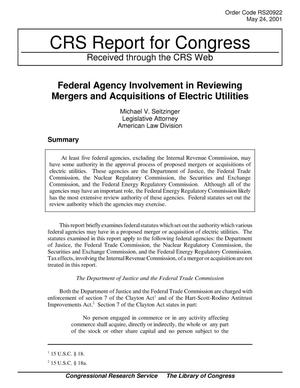 Federal Agency Involvement in Reviewing Mergers and Acquisitions of Electric Utilities