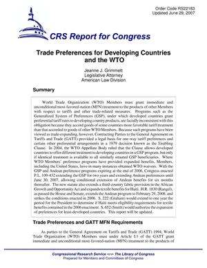 Trade Preferences for Developing Countries and the WTO