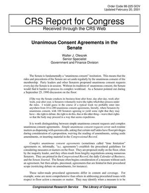 Unanimous Consent Agreements in the Senate
