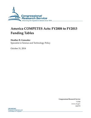 America COMPETES Acts: FY2008 to FY2013 Funding Tables