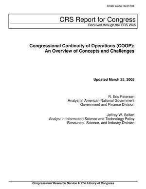 Congressional Continuity of Operations (COOP): An Overview of Concepts and Challenges