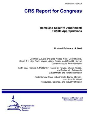 Homeland Security Department: FY2008 Appropriations