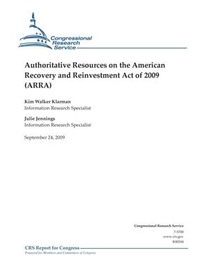 Authoritative Resources on the American Recovery and Reinvestment Act of 2009 (ARRA)