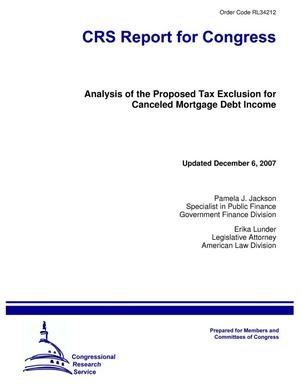 Analysis of the Proposed Tax Exclusion for Canceled Mortgage Debt Income