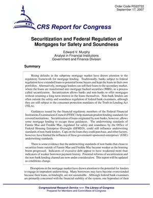 Securitization and Federal Regulation of Mortgages for Safety and Soundness
