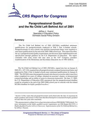 Paraprofessional Quality and the No Child Left Behind Act of 2001