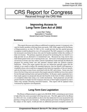 Improving Access to Long-Term Care Act of2002