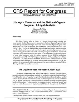 Harvey v. Veneman and the National Organic Program: A Legal Analysis