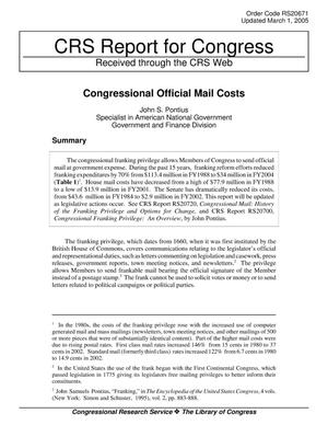 Congressional Official Mail Costs
