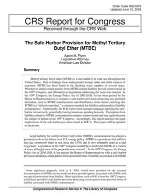 The Safe-Harbor Provision for Methyl Tertiary Butyl Ether (MTBE)