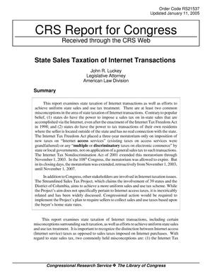 State Sales Taxation of Internet Transactions