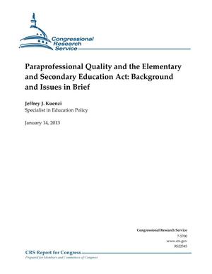 Paraprofessional Quality and the Elementary and Secondary Education Act: Background and Issues in Brief