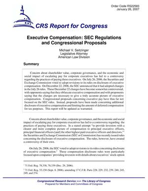 Executive Compensation: SEC Regulations and Congressional Proposals