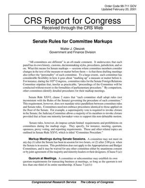 Senate Rules for Committee Markups