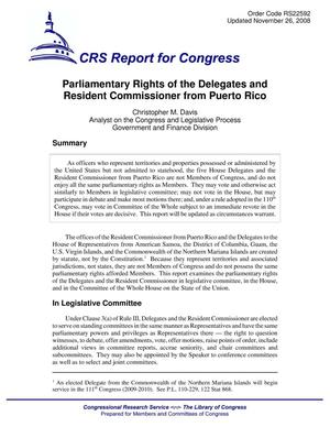 Parliamentary Rights of the Delegates and Resident Commissioner from Puerto Rico