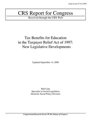 Tax Benefits for Education in the Taxpayer Relief Act of 1997: New Legislative Developments