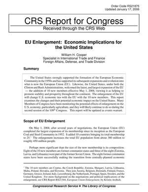 EU Enlargement: Economic Implications for the United States