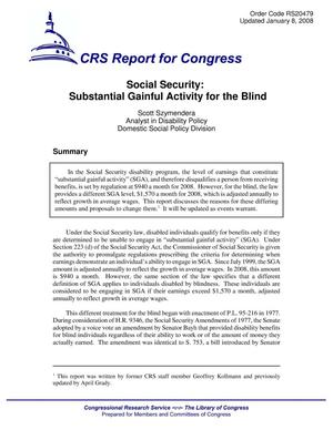 Social Security: Substantial Gainful Activity for the Blind