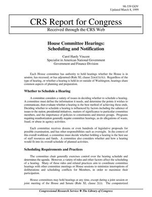 House Committee Hearings: Scheduling and Notification