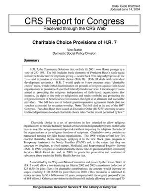 Charitable Choice Provisions of H.R. 7