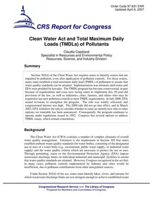 Clean Water Act and Total Maximum Daily Loads (TMDLs) of Pollutants